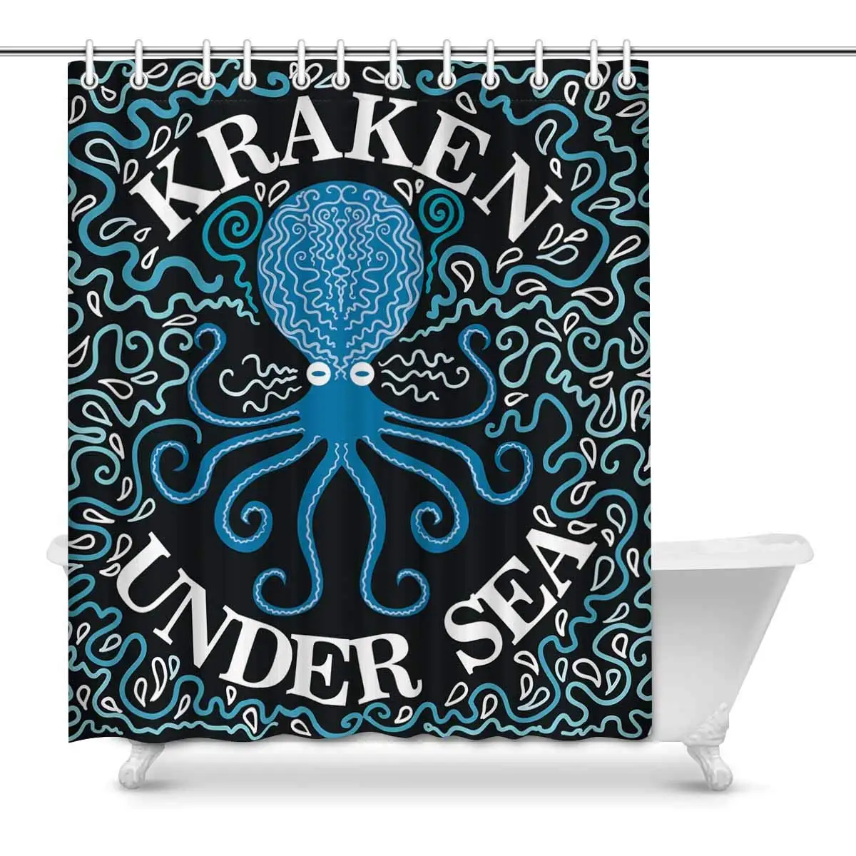 

Vintage Octopus Art Kraken under Sea House Decor Shower Curtain