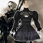 Женский костюм для косплея NieR:Automata YoRHa из аниме 2B, готический маскирующий костюм, Нарядные Костюмы на Хэллоуин, черное платье для вечевечерние для девочек