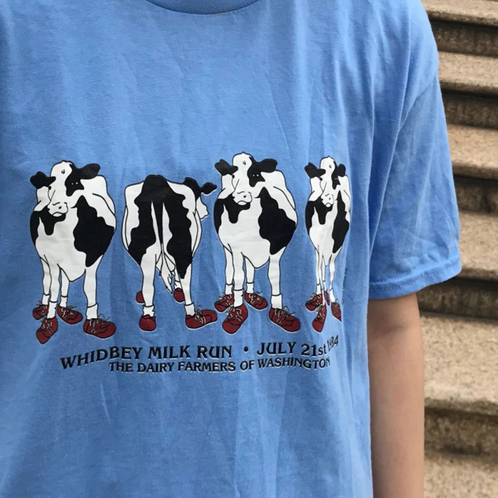 Белая Милая Мужская и женская рубашка Whidbey Milk Run футболки с графическим рисунком