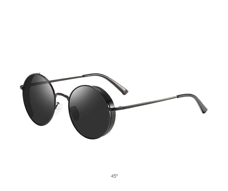 SUNWEAR Ретро стимпанк поляризационные мужские солнцезащитные очки модные круглые черные металлические женские солнцезащитные очки для вождения