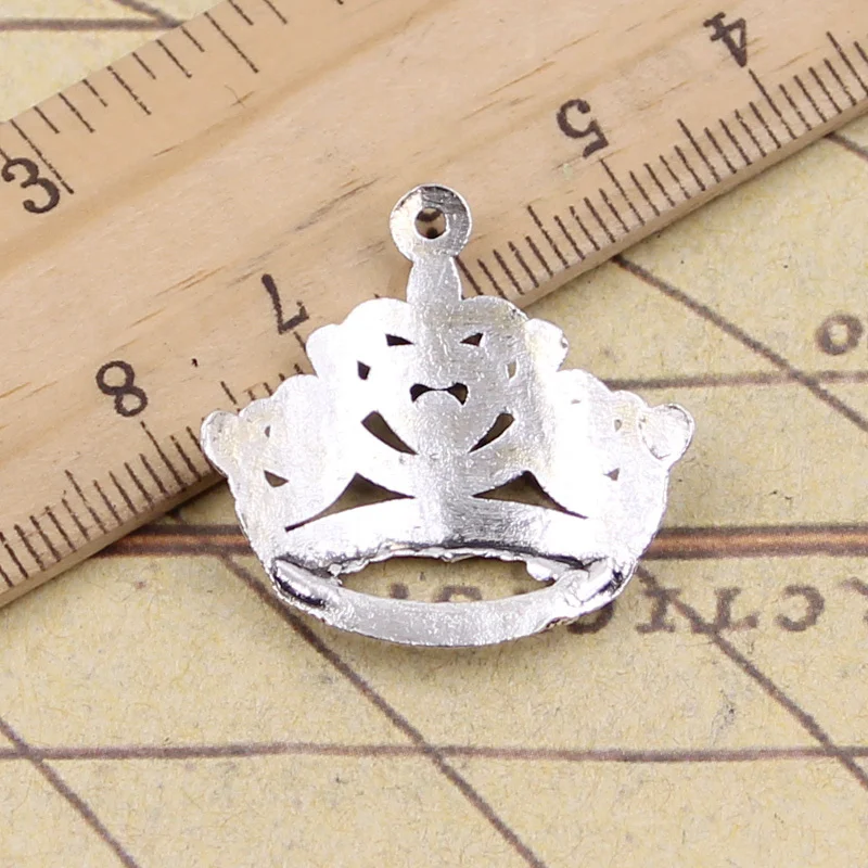 

15pcs Charms Hollow Crown 26x26mm Antique Silver Pendants Making DIY Handmade Tibetan Silver Finding Jewelry For Bracelet