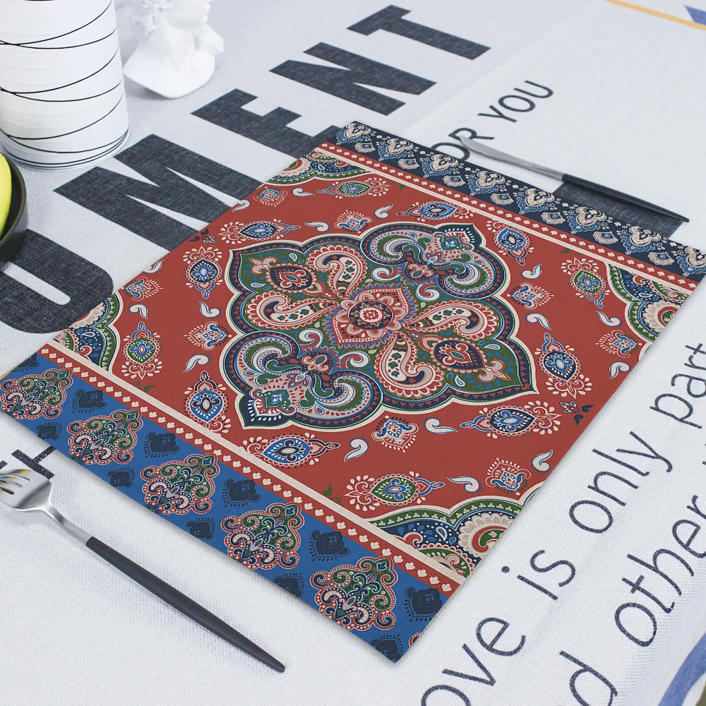 Квадратные столовые приборы в стиле бохо абстрактные геометрические