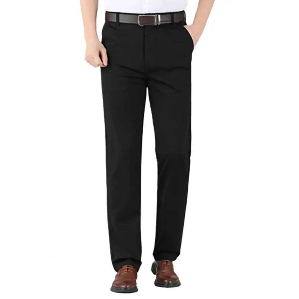 

business brand stretch straight pants men casual pants trousers High Waist Deep Crotch Suit Pants Straight Business Trousers