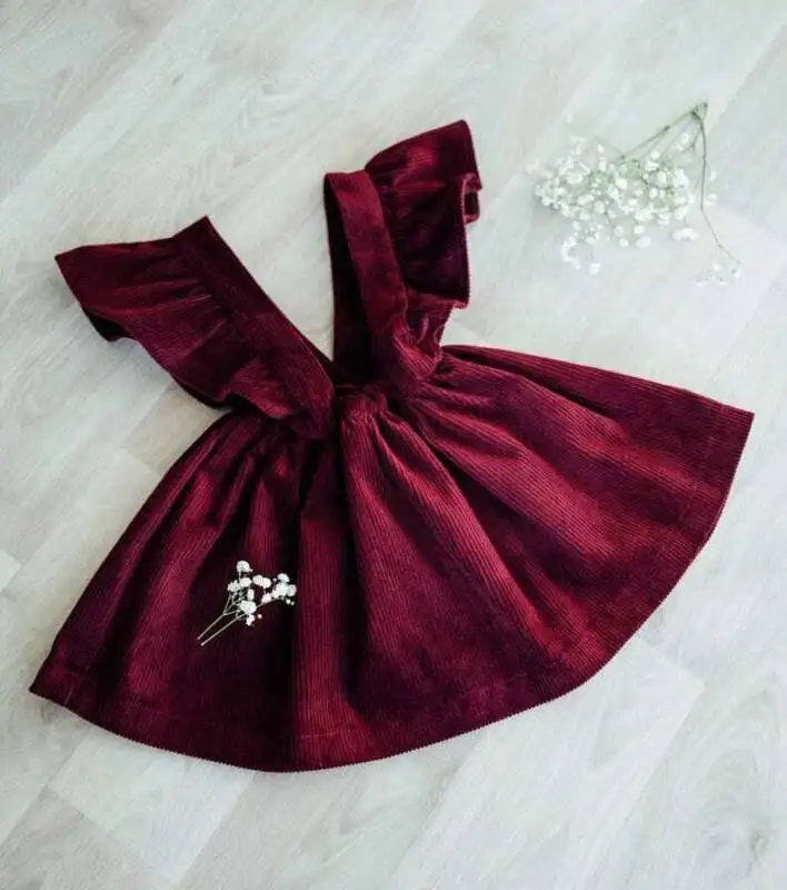 Toddler Baby Girls Ruffles Sleeveless Corduroy Princess Dress Ruffle Strap Overall Winter Outfits | Детская одежда и обувь