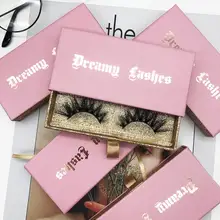 Sweet Pink Mink Eyelashes Packaging Box with Hot Gold Text Luxury Real Mink Lashes Custom Your Brand Logo Lash Box 100pcs