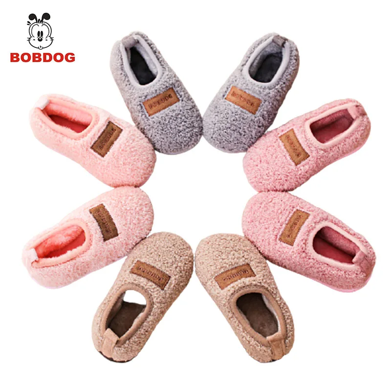 

Bobdog children's cotton shoes winter new 1-6 year old baby indoor and outdoor non-slip cute boys and girls home cotton slippers