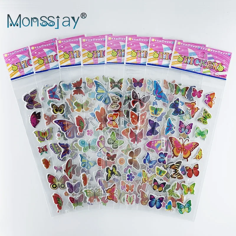 Juego de 8 hojas de pegatinas 3D de dibujos animados para ni&ntilde;os y ni&ntilde;as, pegatinas de burbujas, adhesivo de manualidades para &aacute;lbum de recortes, juguetes, regalo-0