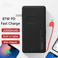Power Bank 20000mAh with Cable Adapter 87W PD Two-Way Fast Charging for Laptop Notebook Powerbank for iPhone 12 Xiaomi Poverbank