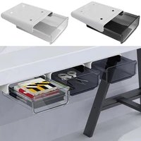 transparent under desk table drawer organizer box self stick storage office space stand self adhesive holder home office storage