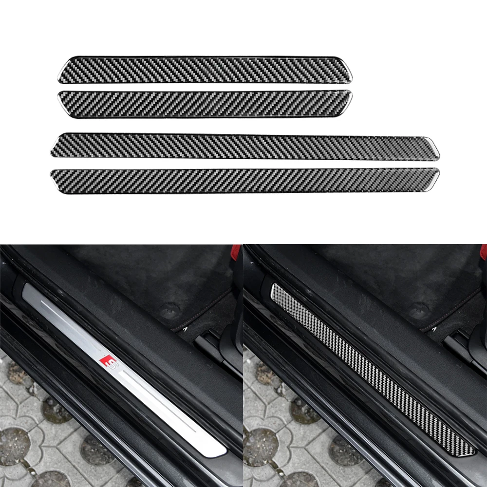 

Door Sill Stuff Plate Welcome Pedal Decal Decorate Cover Trim Sticker for Audi A6L A7 2019 Car Interior Accessories Carbon Fiber