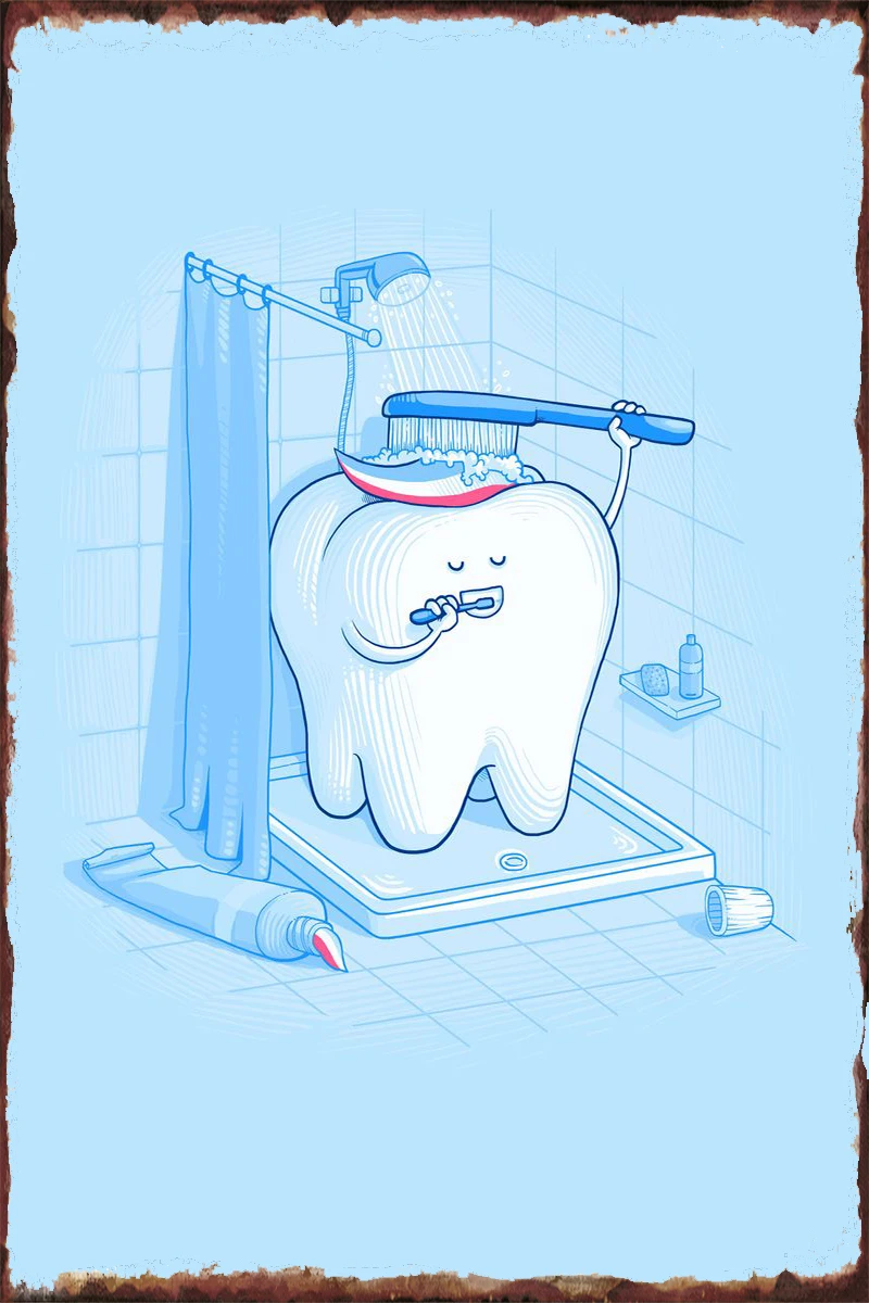 

Жестяные тарелки для гигиены зубов, декор для стен, комнатное украшение в стиле ретро, винтажный металлический знак, жестяной знак для худож...