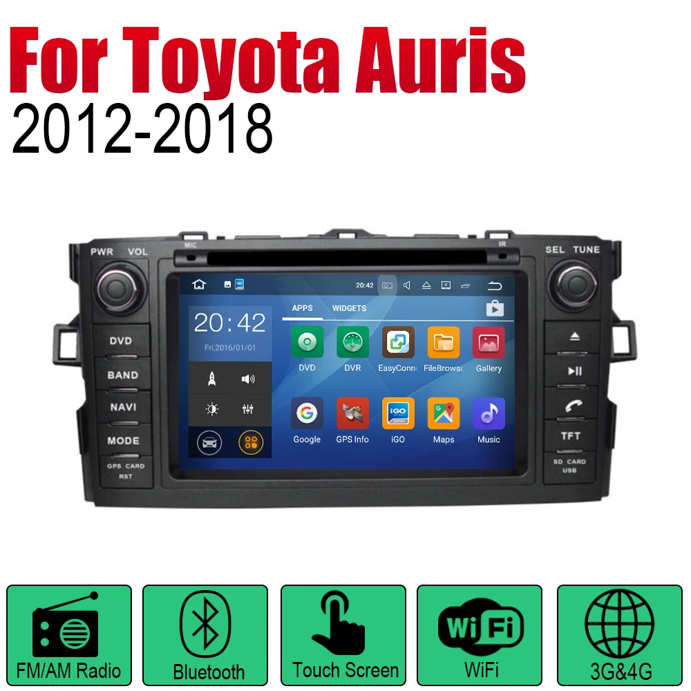 Автомагнитола ZaiXi на Android 2 Din DVD для Toyota Auris / Corolla Hatchback 2012 ~ 2018 автомобильный