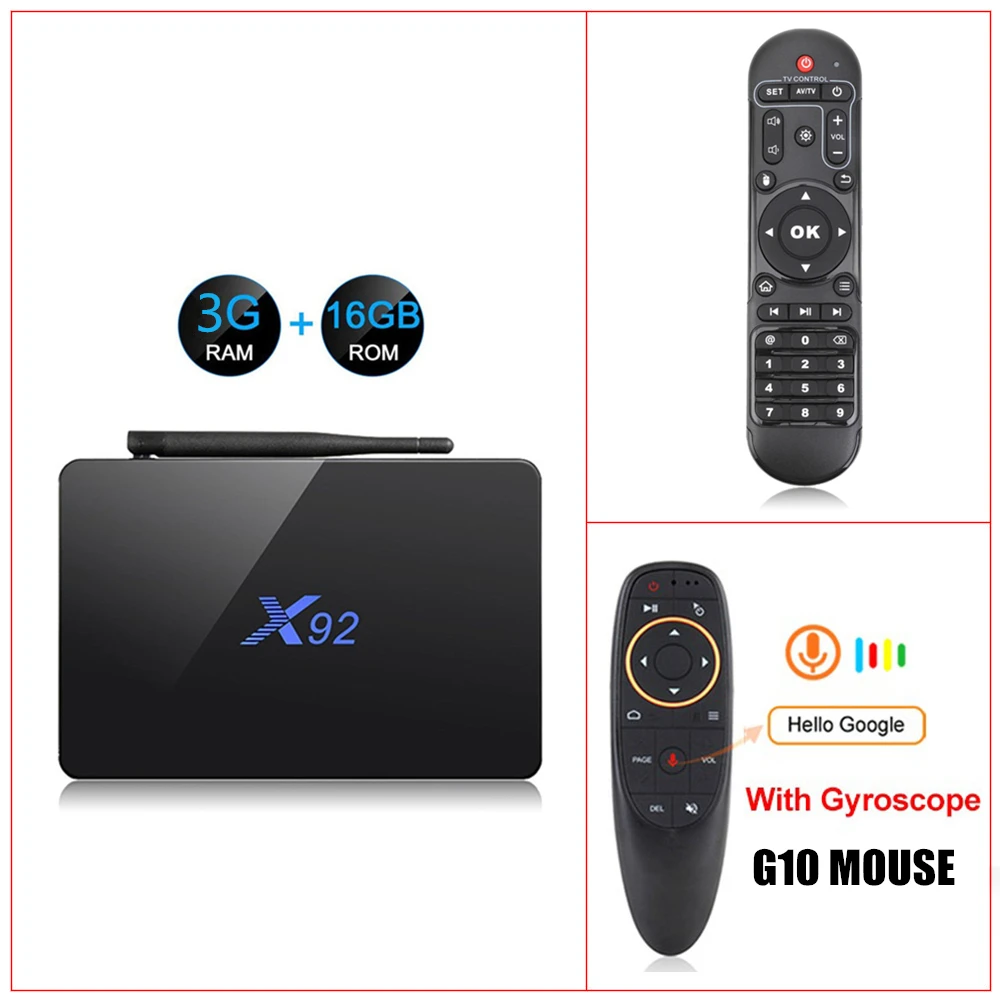 3G 16G G10 Mouse X92 2 ГБ/3 Гб 16 Гб/32 ГБ Смарт медиаплеер Android 7,1 tv Box Amlogic S912 Восьмиядерный KD16.1 двойной Wifi 4K телеприставка - Цвет: 3G 16G G10 Mouse