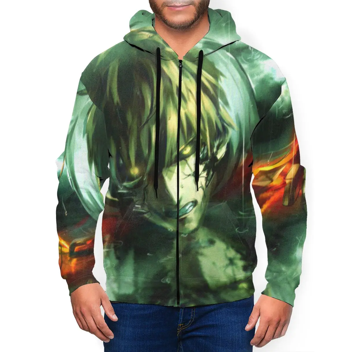 

One Punch Man Anime 3D Printed Zipper Hat Hoodie for Men Women Fashion Winter Sweaters