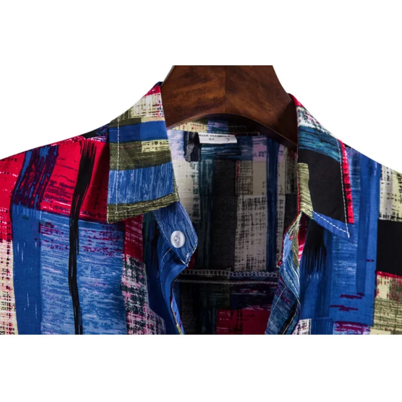 Гавайская рубашка из хлопка и льна с принтом Tie-dye гавайская Aloha для мужчин