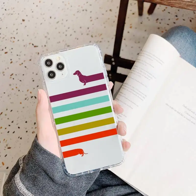 

Dachshund dog cute cartoon Phone Case Transparent for iPhone 11 12 mini pro XS MAX 8 7 6 6S Plus X 5S SE 2020 XR