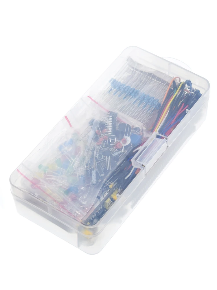 Electronics Component Basic Starter Kit with 830 Tie-points Breadboard Cable Resistor Capacitor LED Potentiometer Box Packing |
