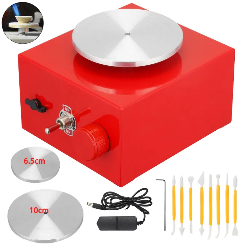 

Mini Pottery Wheel 6.5cm 10cm Turntable Electric Pottery Machine DIY Clay Tool With Tray For Ceramic Work Ceramics Art Craft