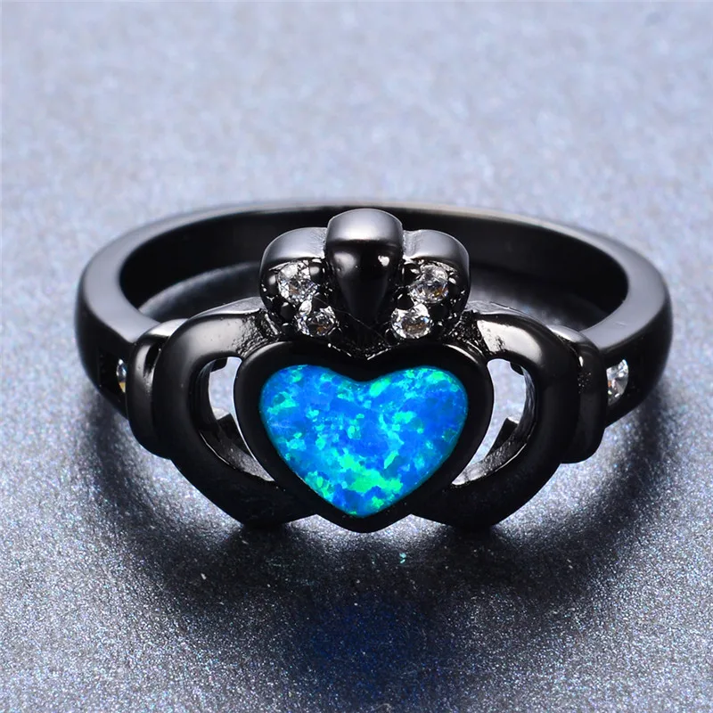 Женское кольцо Boho с голубым огненным опалом винтажные Свадебные Кольца из