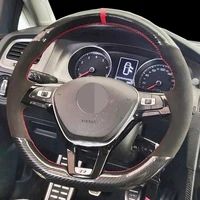 diy black suede carbon fiber car steering wheel cover wear resistant for volkswagen golf 7 mk7 passat b8