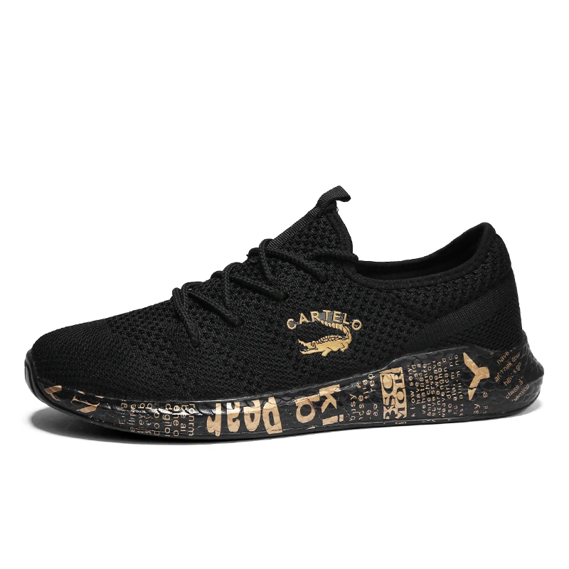 CARTELO men's shoes fashion trend simple and light comfortable shoes breathable flying woven Korean sports casual shoes men