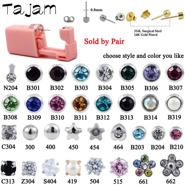 Safe Sterile Ear Piercing Gun Tool Steel Stud Earrings Cartilage Helix  Professional Ear Hole Piercing Set Jewelry Machine Kit