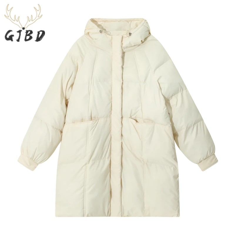 

Women's Down Coat Mid Length Jackets Winter Baggy Thickening Warm Bubble Oversized Female Puffer Cotton Padded Jacket Outwear