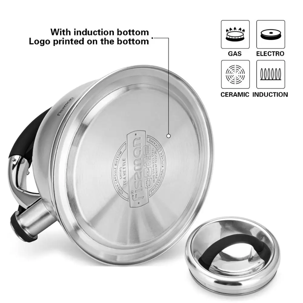 FISSMAN 2 6 л свистящий чайник кофейник чайная ваза индукционный из нержавеющей стали