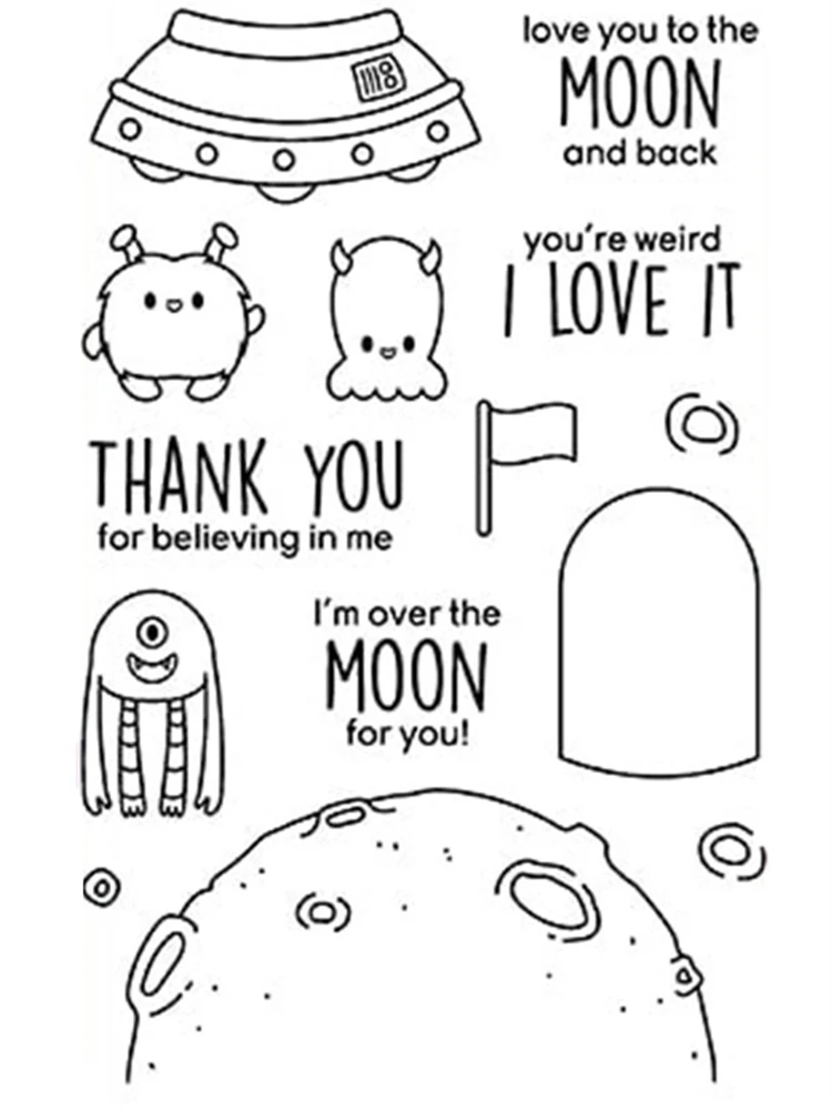 

Surface Of The Moon Transparent Silicone Clear Stamp/Seal for DIY scrapbooking/photo album Decorative Cards Making Paper Crafts