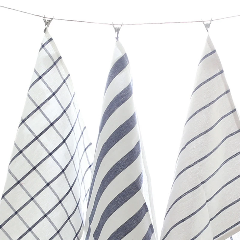 

3PCS Classic Refreshing Blue Striped Checkered Tablecloth Placemat Napkin Food Photography Background Cloth