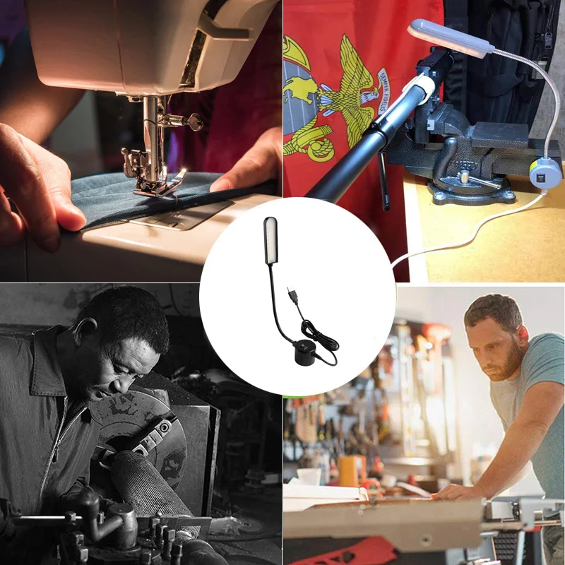 

LED small night lights Three kinds of plugs, magnetic mounting base gooseneck type led lamp, suitable for all sewing machine