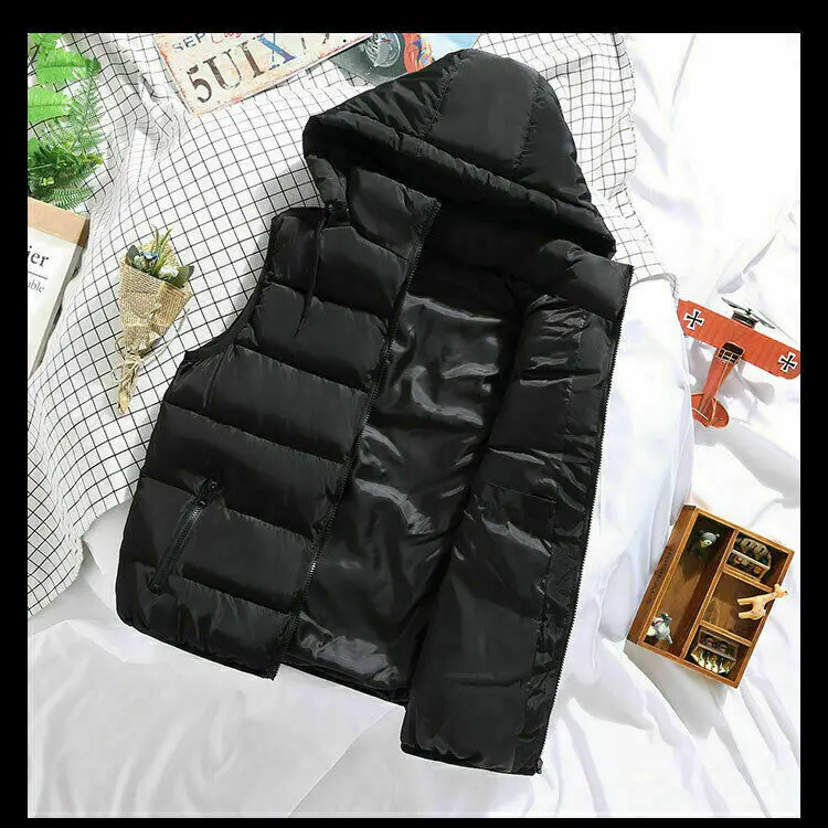 Мужской стеганый жилет с капюшоном безрукавка стеганая куртка пуховик без