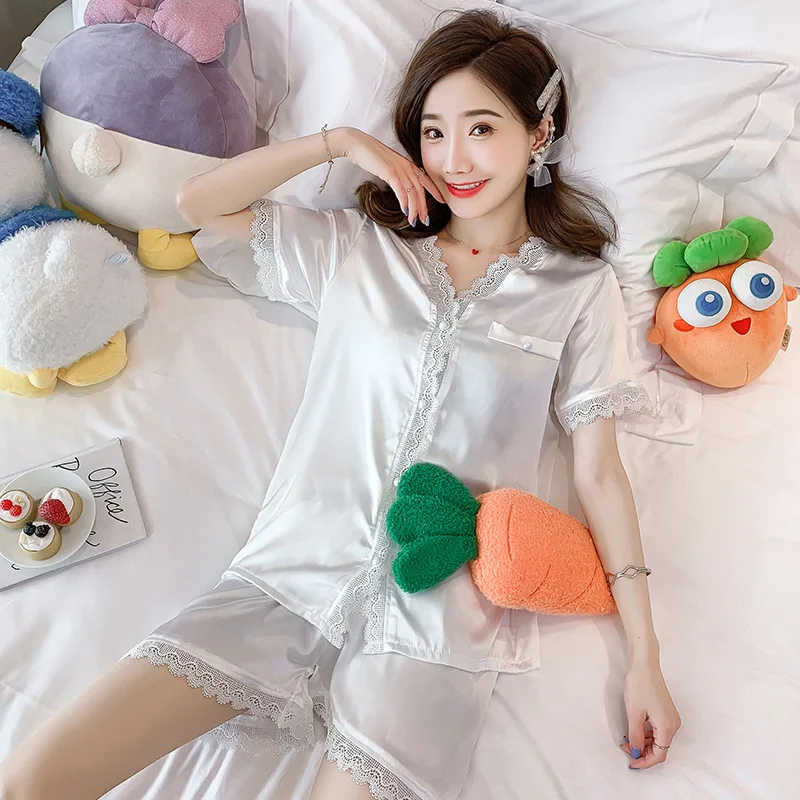 

Summer Women's Pajamas Silk-like Suit Ice Silk Women's Home Clothes