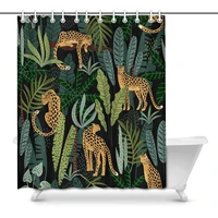 leopards and tropical leaves art decor print bathroom shower curtain decorations