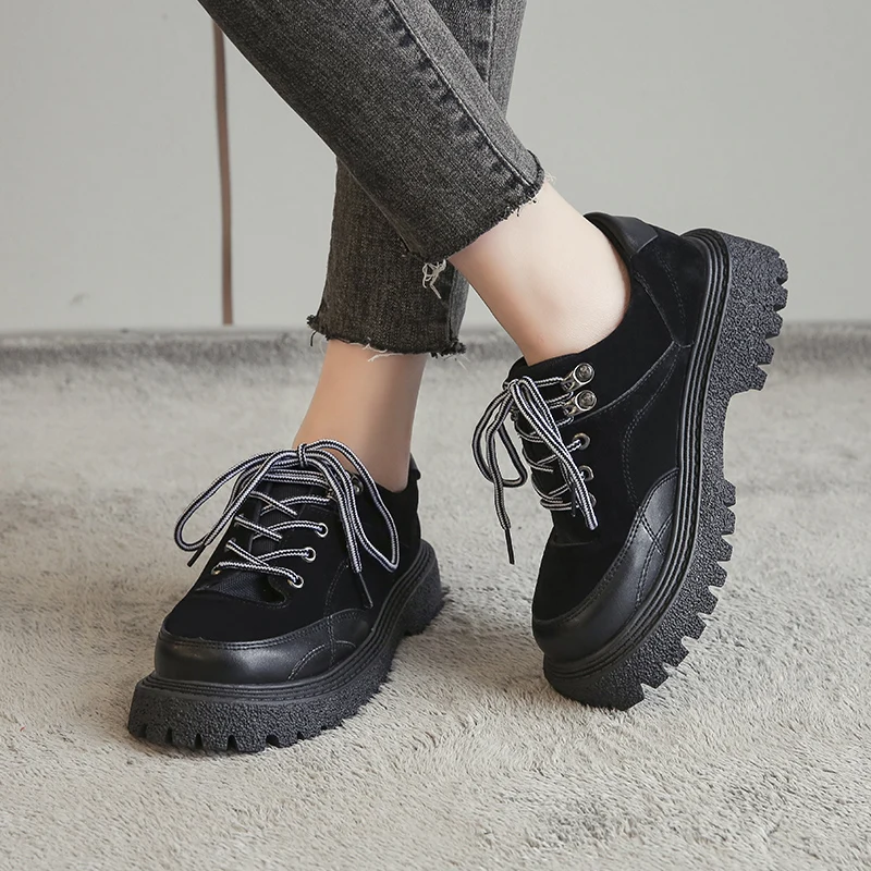 

Women Oxfords Shoes 2021 Spring Office Vintage Ladies Square Heel Round Toe Leather Shoes Loafers Classic British Style Oxfords