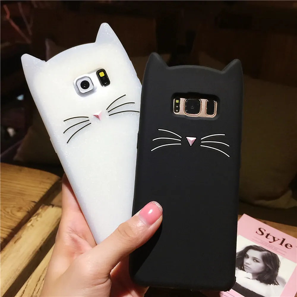 Милый силиконовый резиновый чехол для телефона LAPOPNUT с 3D кошкой Samsung Galaxy S10e S7 Edge S10