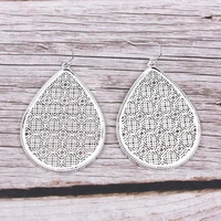 zwpon silver color cutout large water drop earrings women trendy gold black clover statement earrings jewelry wholesale
