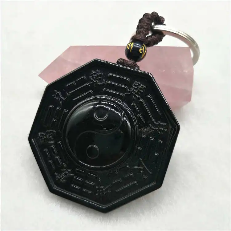 Прямая поставка черный обсидиановый брелок китайская Багуа мужские ювелирные