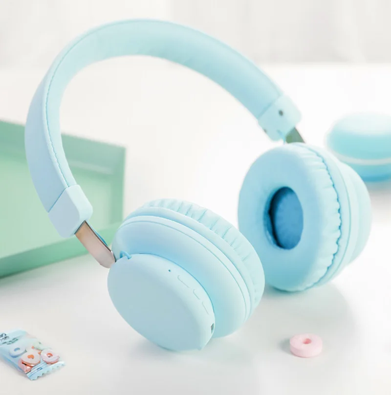 5,0 Bluetooth наушники милый розовый синий красный цвет Девочки Дети bluetooth-стереонаушники гарнитура с микрофоном для компьютера телефон