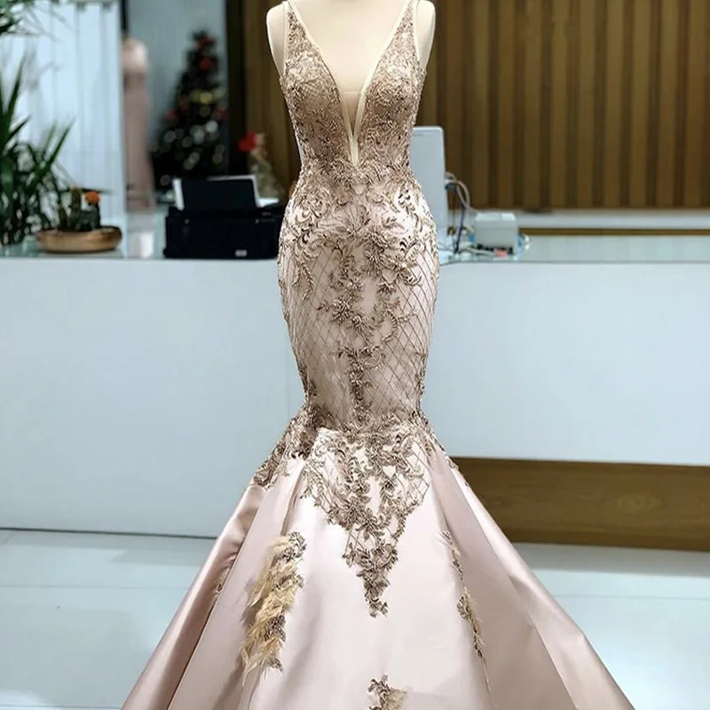 

MNGRL Luxury Evening Dress One-shoulder Long Sleeves Hand-applied Diamonds Glittering 2021 New Evening Dress Party Dress