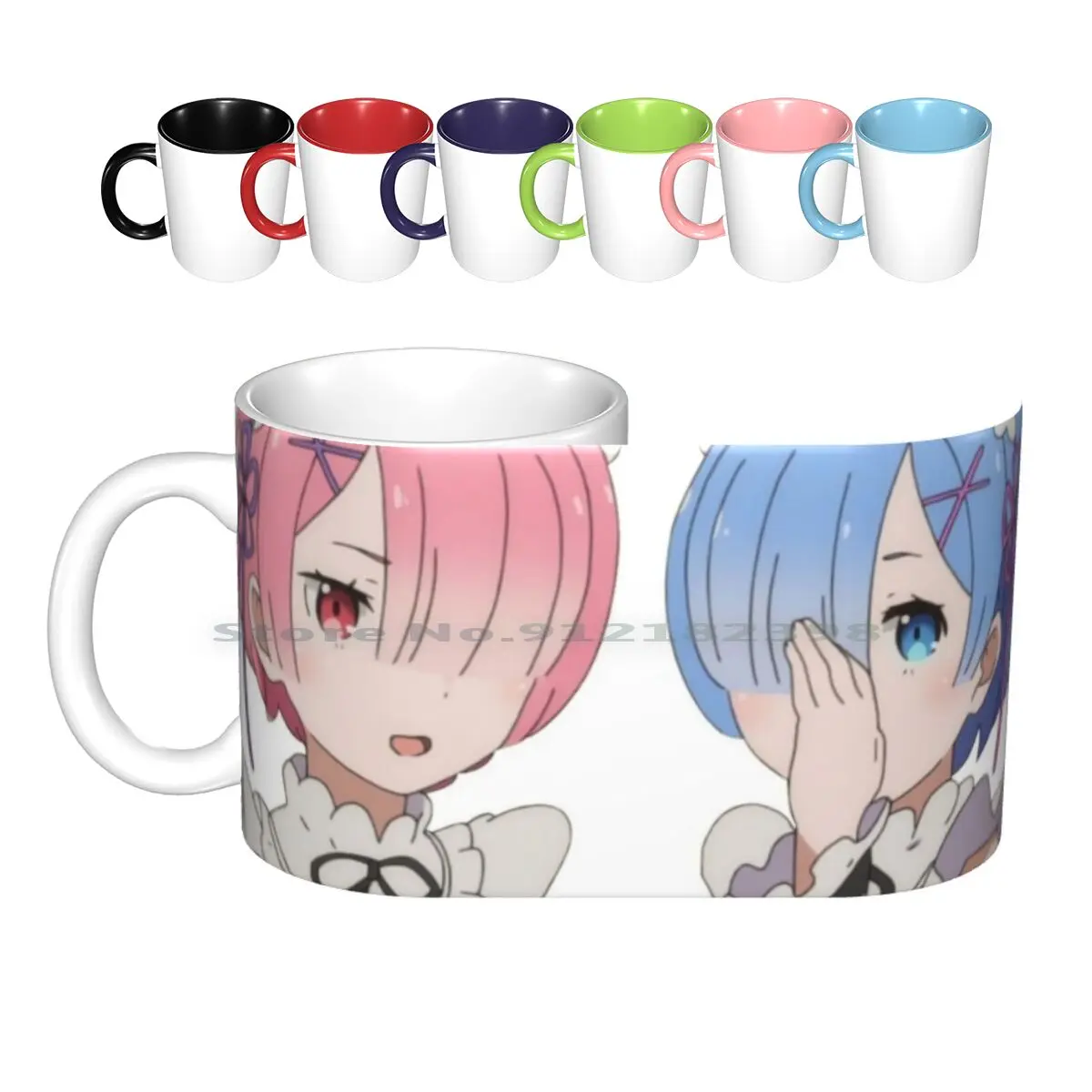 Re : Zero Twin Anime Maids Rem And Ram Ceramic Mugs Coffee Cups Milk Tea Mug Rem Ram Felt Natsuki Emila Manga Anime Rezero Re