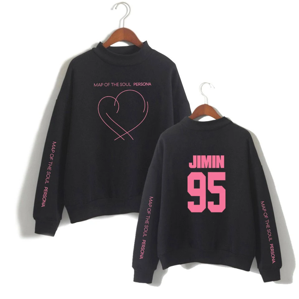 

JIMIN J-HOPE JUNG KOOK SUGA O-Neck Without cap Hoodies Printed New album Map Of The Soul Persona Women's Turtlenecks Sweatshirts