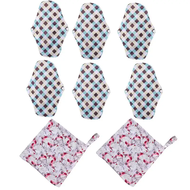 

8 шт моющийся санитарный прокладки гигиенические полотенца салфетки Менструальный коврик для женщин