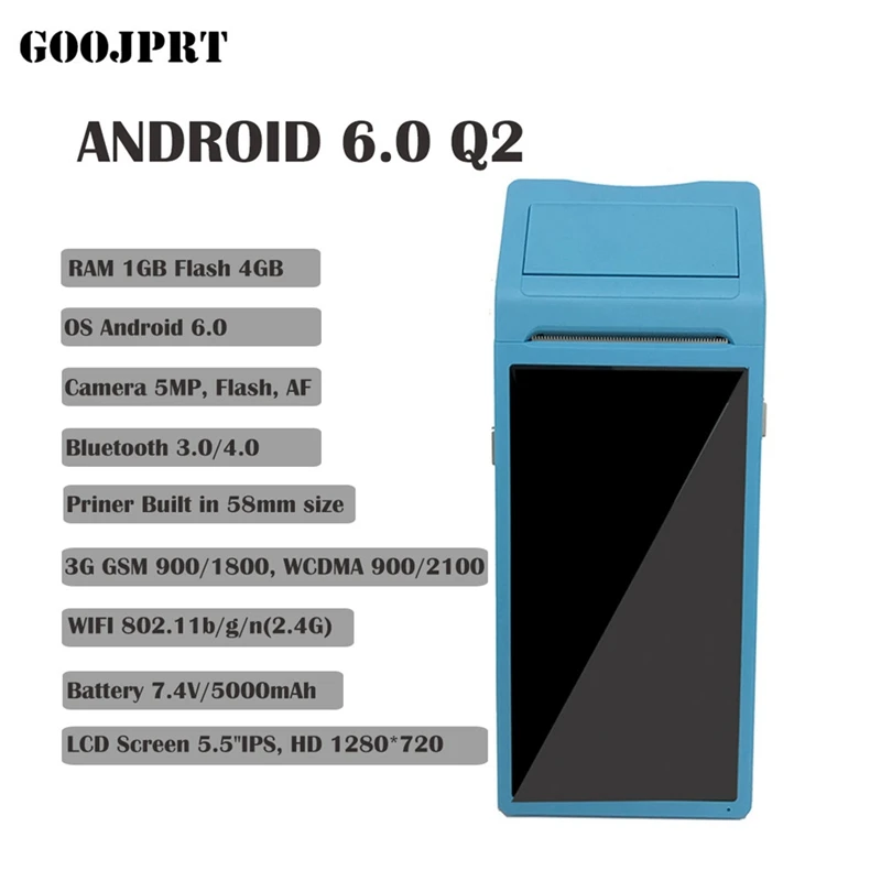 Ручной Pos Компьютер 5 дюймов Нажмите 3G Wifi Bluetooth Android Pda Мобильный платежный
