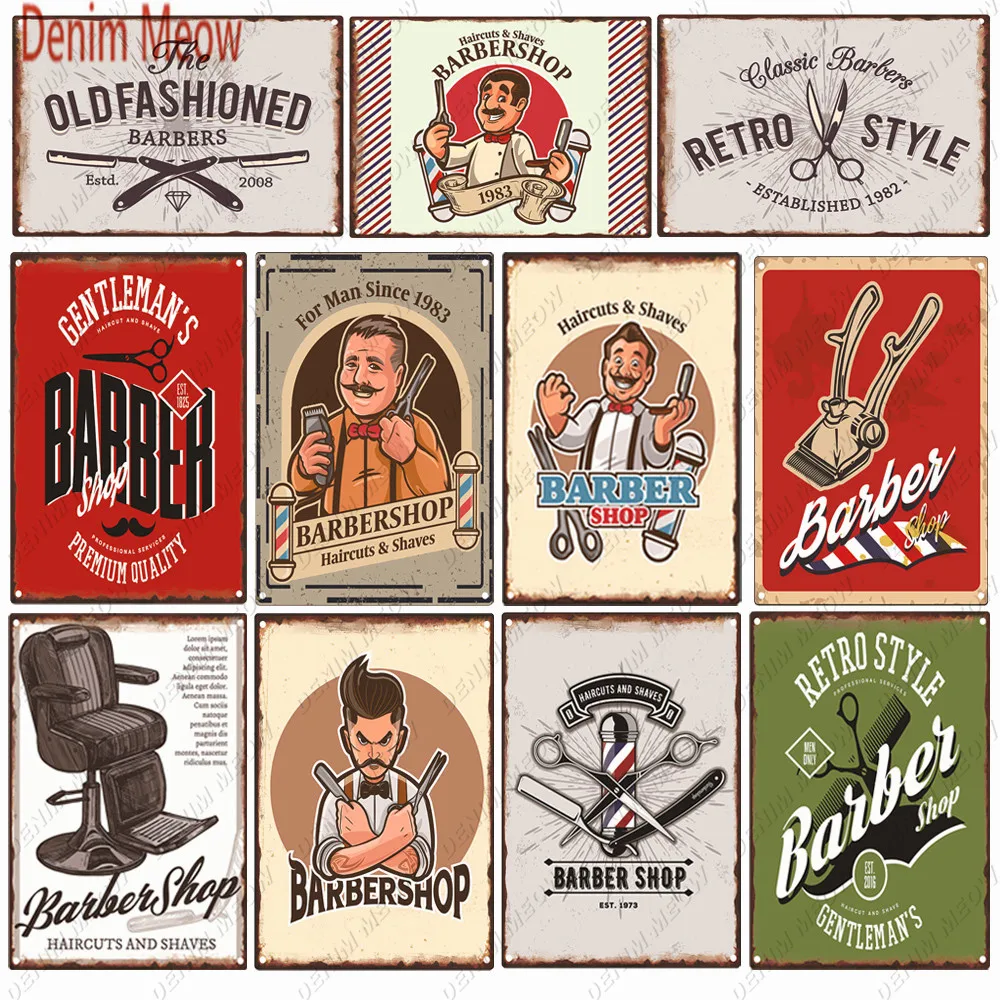 

Vintage Tony Metal Sign Barbershop Metal Wall Art Decor Retro Haircuts & Shaves Sticker Tailor Shop Gentleman Room Decor WY139