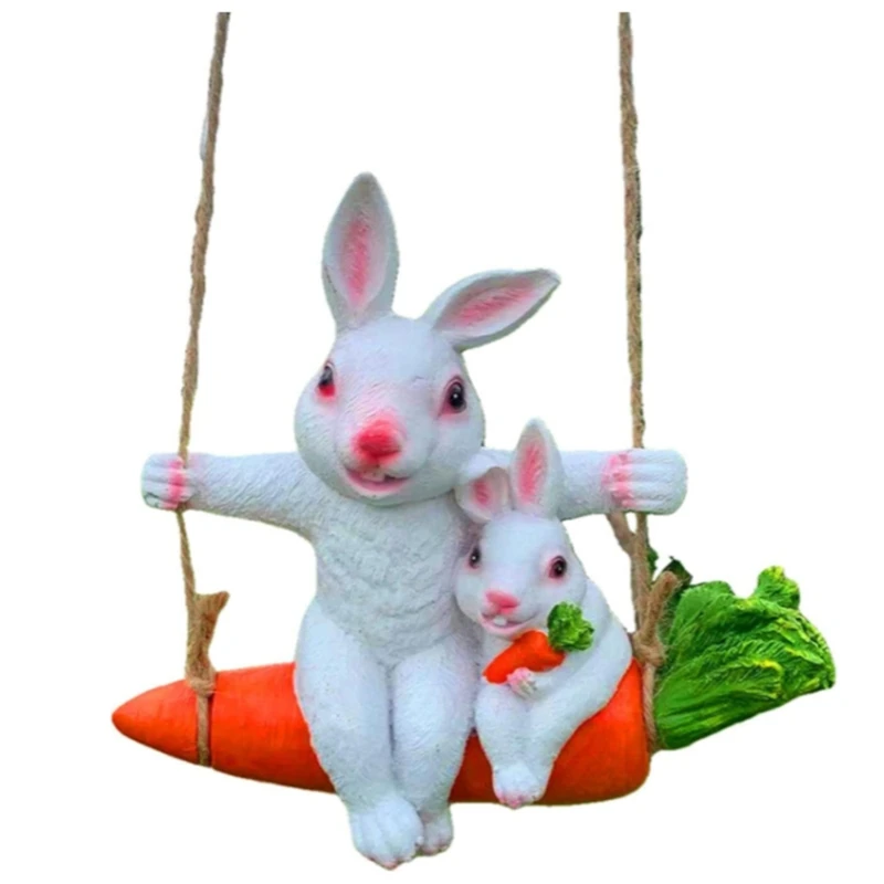 

Садовый кролик, животное на качели, милая подвесная морковка, мама и ребенок, кролик для двора, ландшафта