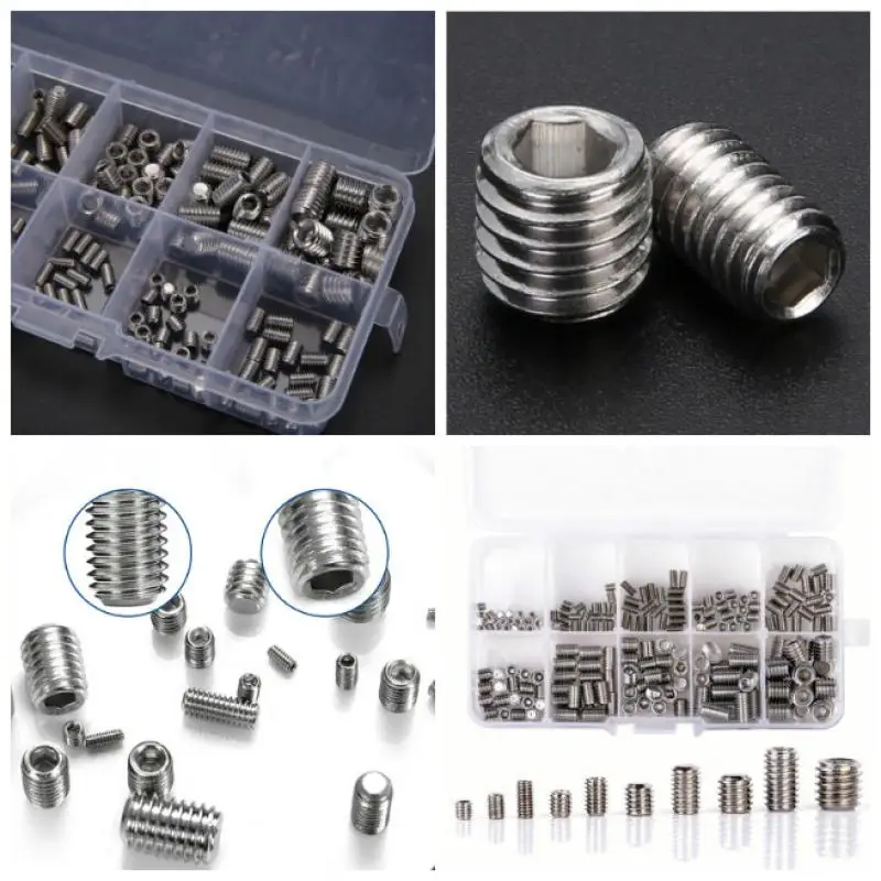 

200 pcs/box stainless steel headless hexagon screw fixing screw stainless steel flat head screw classification kit M3-M8