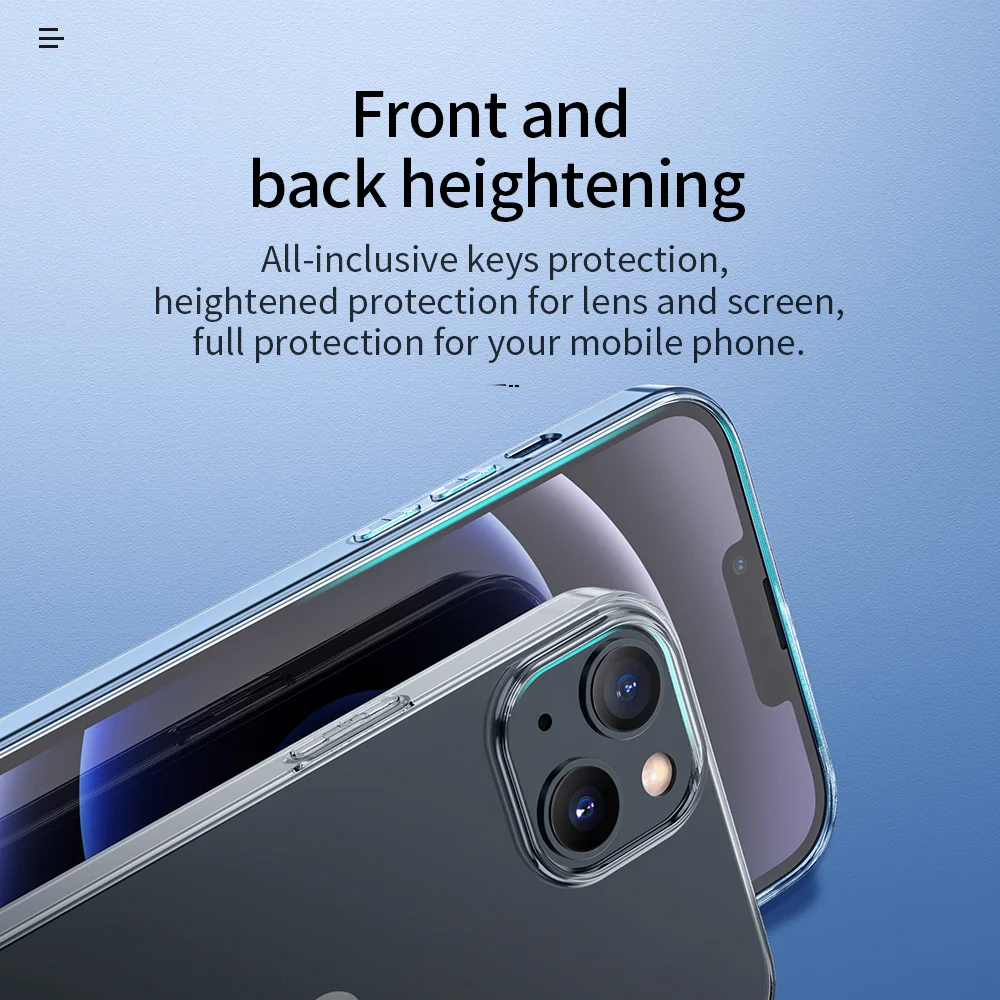 Hoco Transparent Back Protective Case For iPhone 13 12Pro Max Ultra Thin Clear Soft TPU Cover For iPhone 13 12 2021 Funda Coque