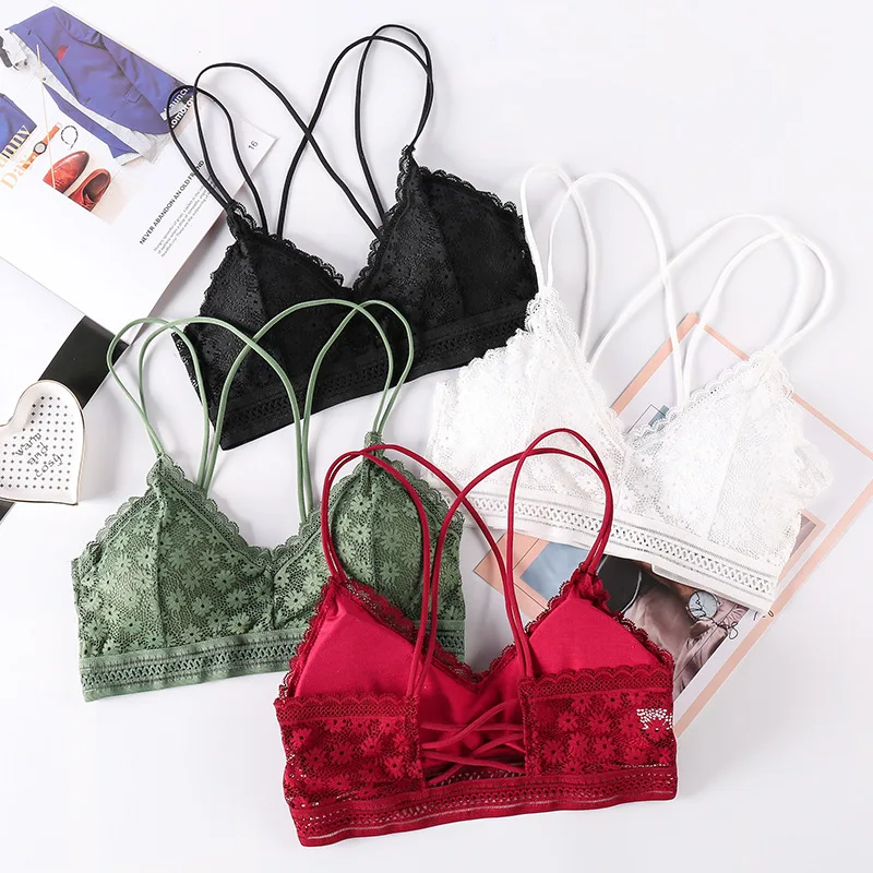 Сексуальный бюстгальтер с кружевами Красота обратно пуш ап спортивный для