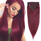 MRSHAIR 99J Бордовый зажим в волосах 78 шт. На всю голову 100% наращивание человеческих волос 80-170 г Зажим для натуральных волос Винно-красный аппарат Реми для добавления преобразования объема волос